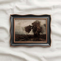 Moody earth tone landscape printable wall art with black and beige palette and serene minimalist composition.