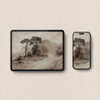 Dark Academia Autumn Landscape Wallpaper Bundle | Antique Watercolor Neutral Beige Aesthetic