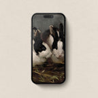 Victorian Rabbit Oil Painting iPhone & iPad Wallpaper Set (Moody Farmhouse Animal Art Digital Download)