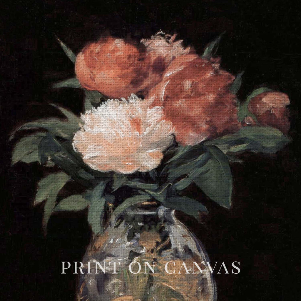 Rose Oil Painting Wall Art Printable (Digital Download) — Vintage Red & Pink Roses Glass Vase