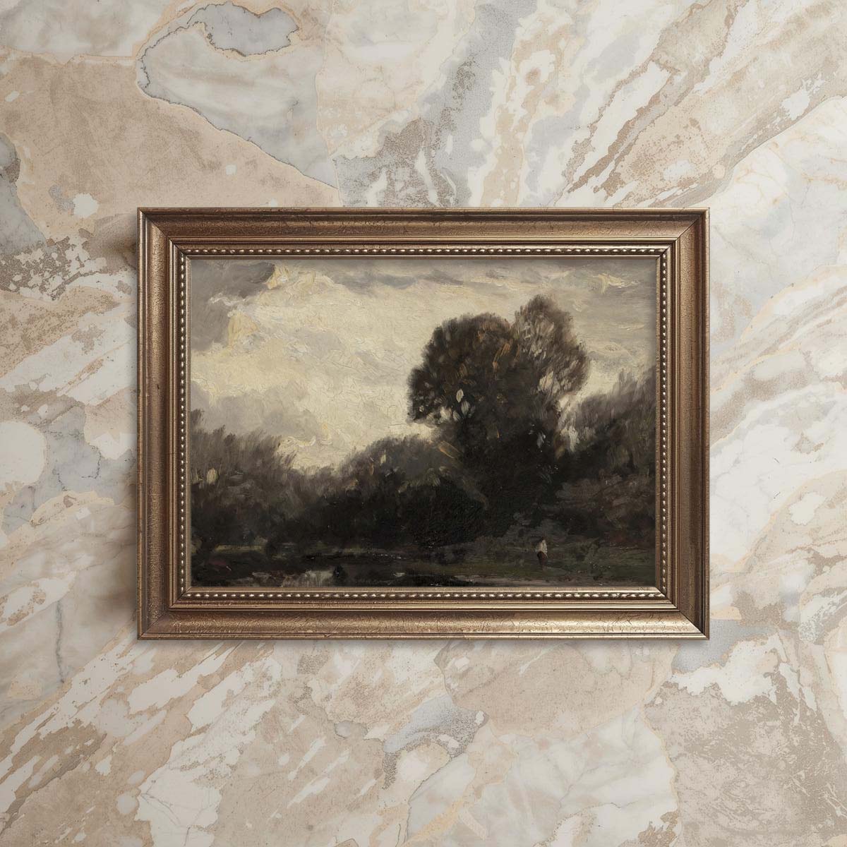 Vintage Moody Forest Lake Wall Art Printable (Dark Academia) — Nature Reflection Painting