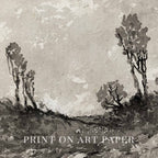 Moody Monochrome Landscape Wall Art Printable – Vintage Neutral Nature Sketch Print