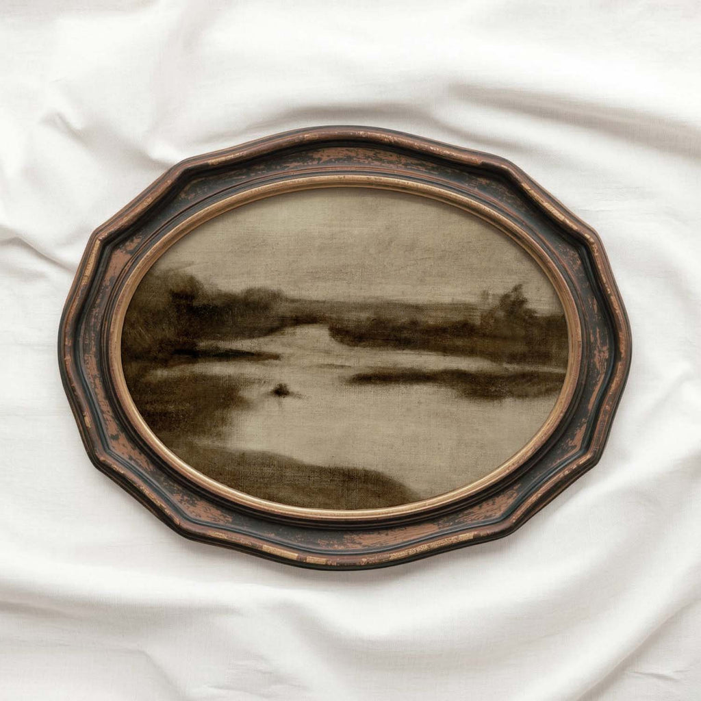 Neutral Minimal Landscape Wall Art Printable – Moody Brown Vintage Landscape Print