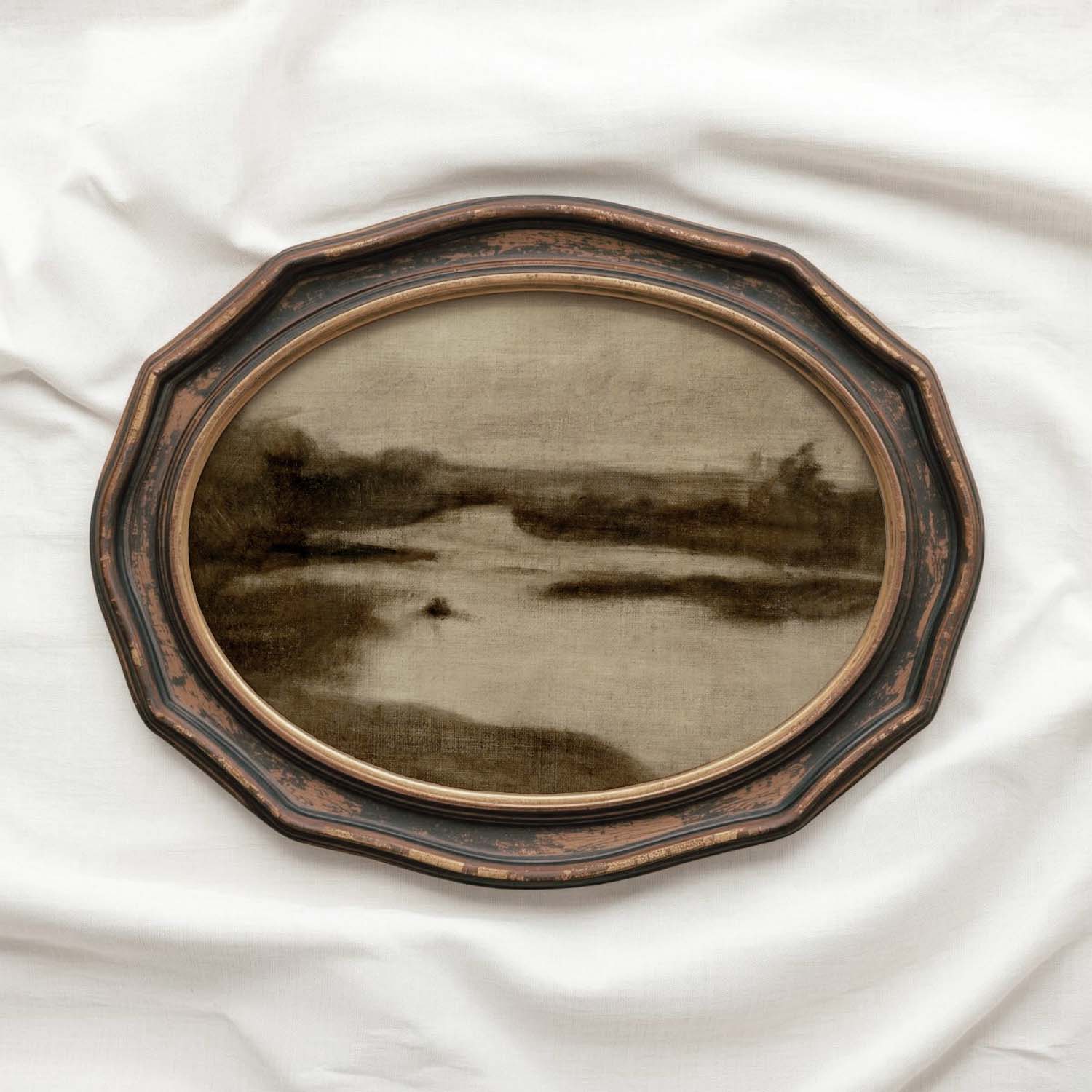 Neutral Minimal Landscape Wall Art Printable – Moody Brown Vintage Landscape Print