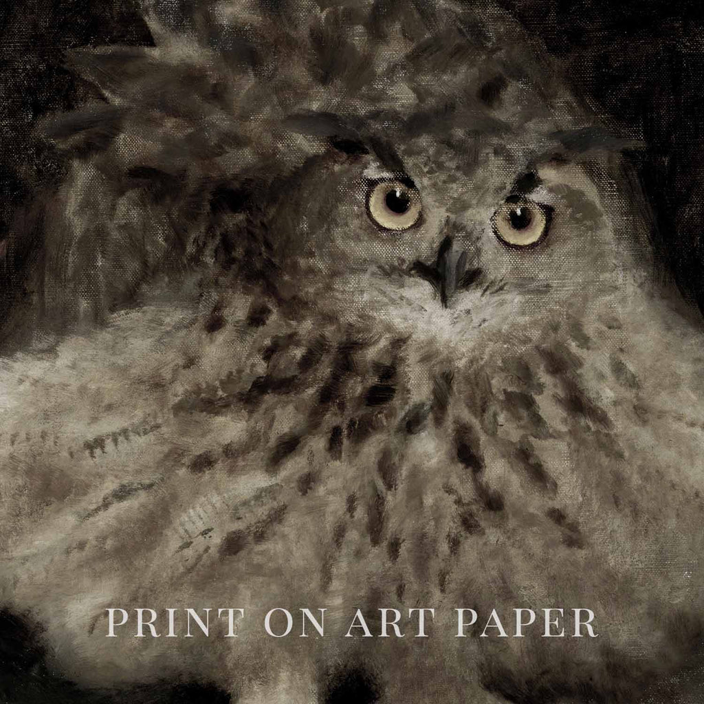 Vintage Owl Wall Art Printable – Dark Academia Bird Illustration Print