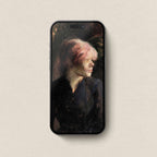Vintage Woman Portrait iPhone & iPad Wallpaper Set – Moody Pink Hair Aesthetic