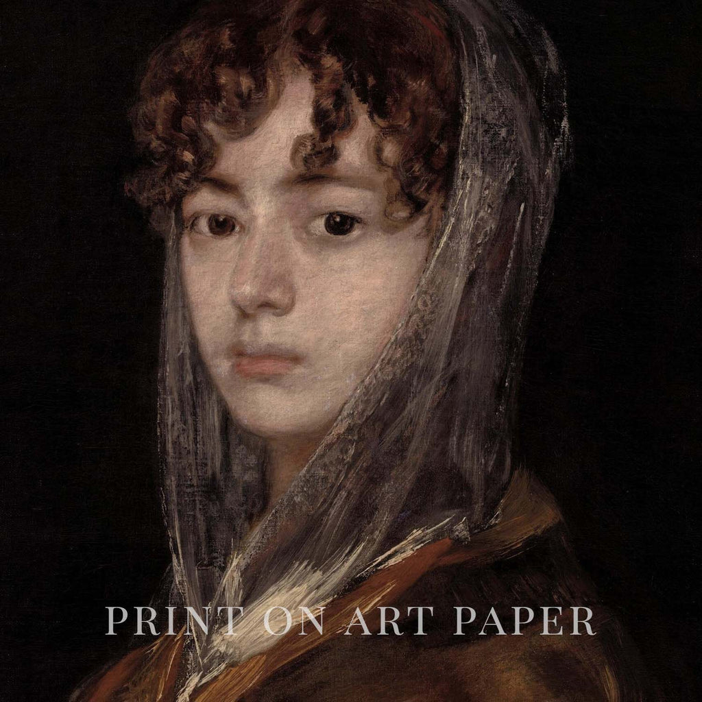Vintage Maiden Portrait Wall Art Printable (Classical Woman) — Dark Academia Neutral