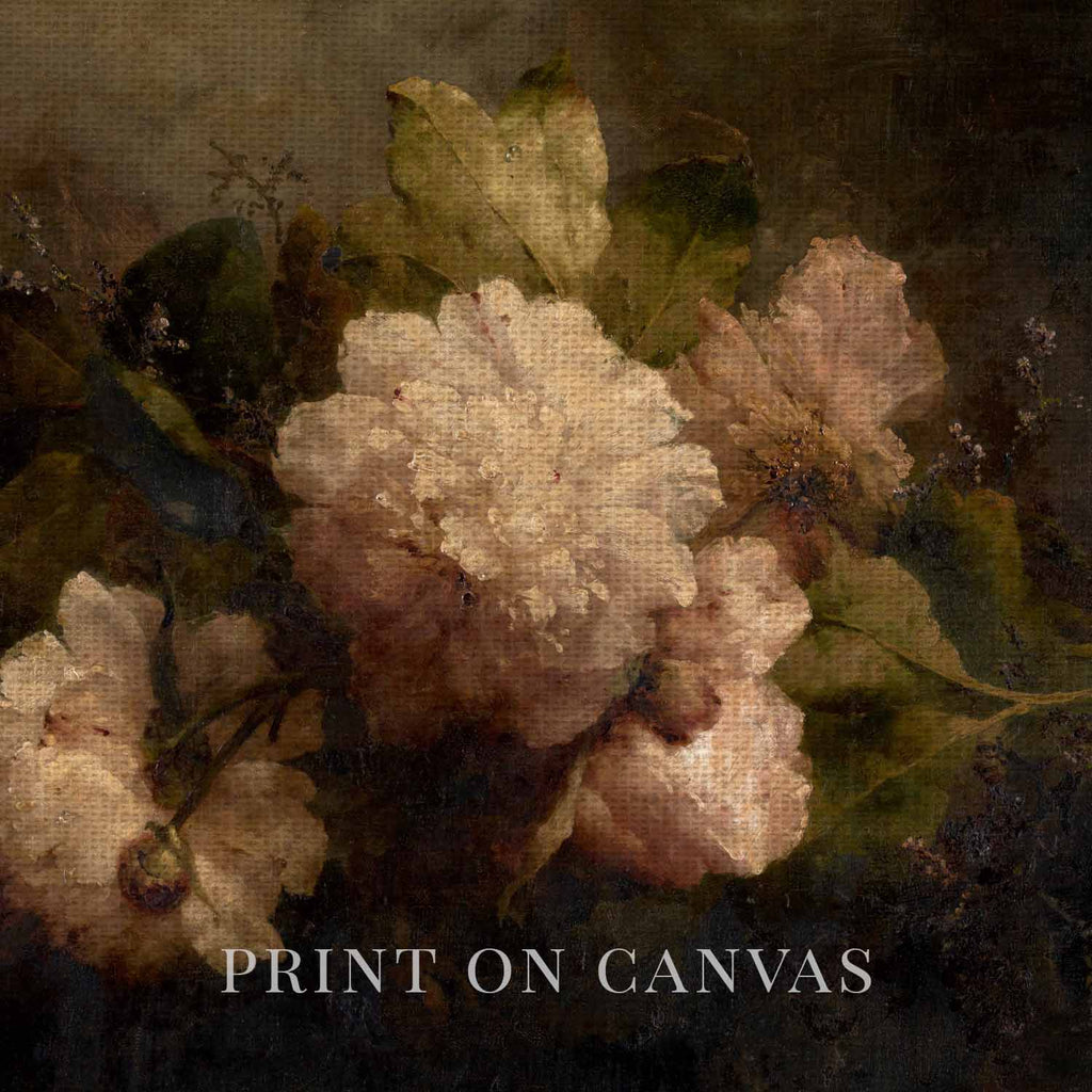 Antique Dark Floral Rose Oil Painting Wall Art Printable – Vintage Botanical Print (Dark Academia)