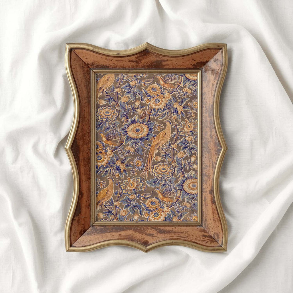Rust and Navy Botanical Bird Printable Wall Art (Digital Download)
