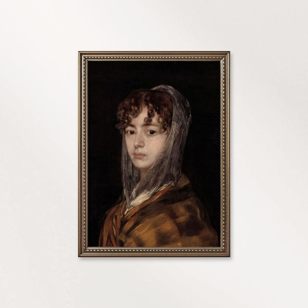 Vintage Maiden Portrait Wall Art Printable (Classical Woman) — Dark Academia Neutral