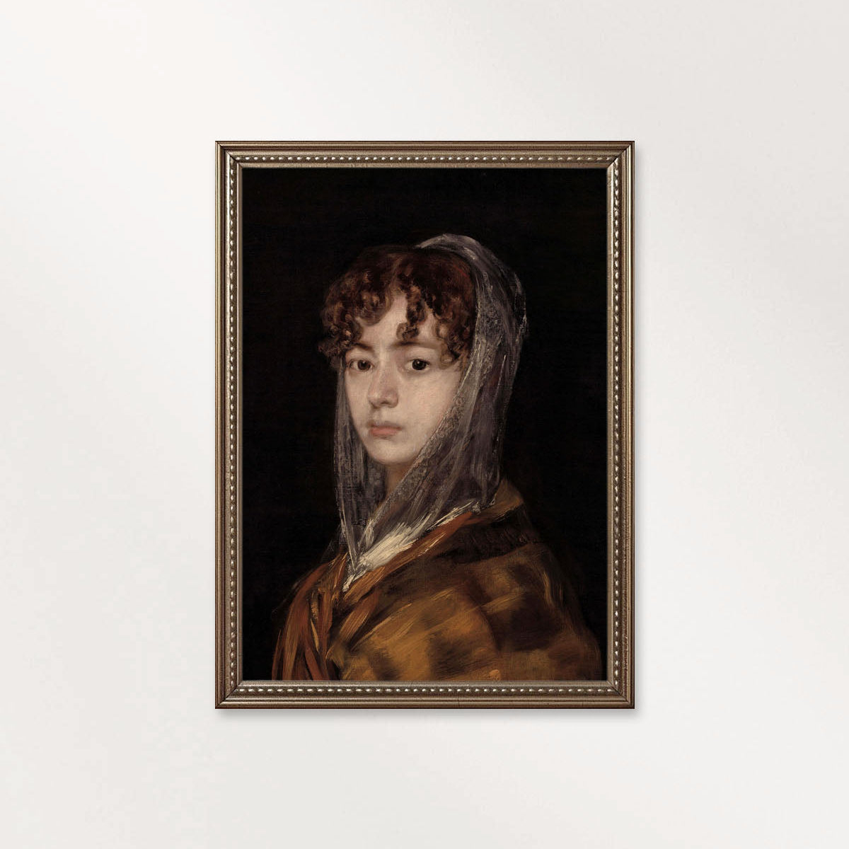 Vintage Maiden Portrait Wall Art Printable (Classical Woman) — Dark Academia Neutral