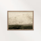 Minimal Moody Dark Green Landscape Printable Wall Art | Vintage Autumn Print