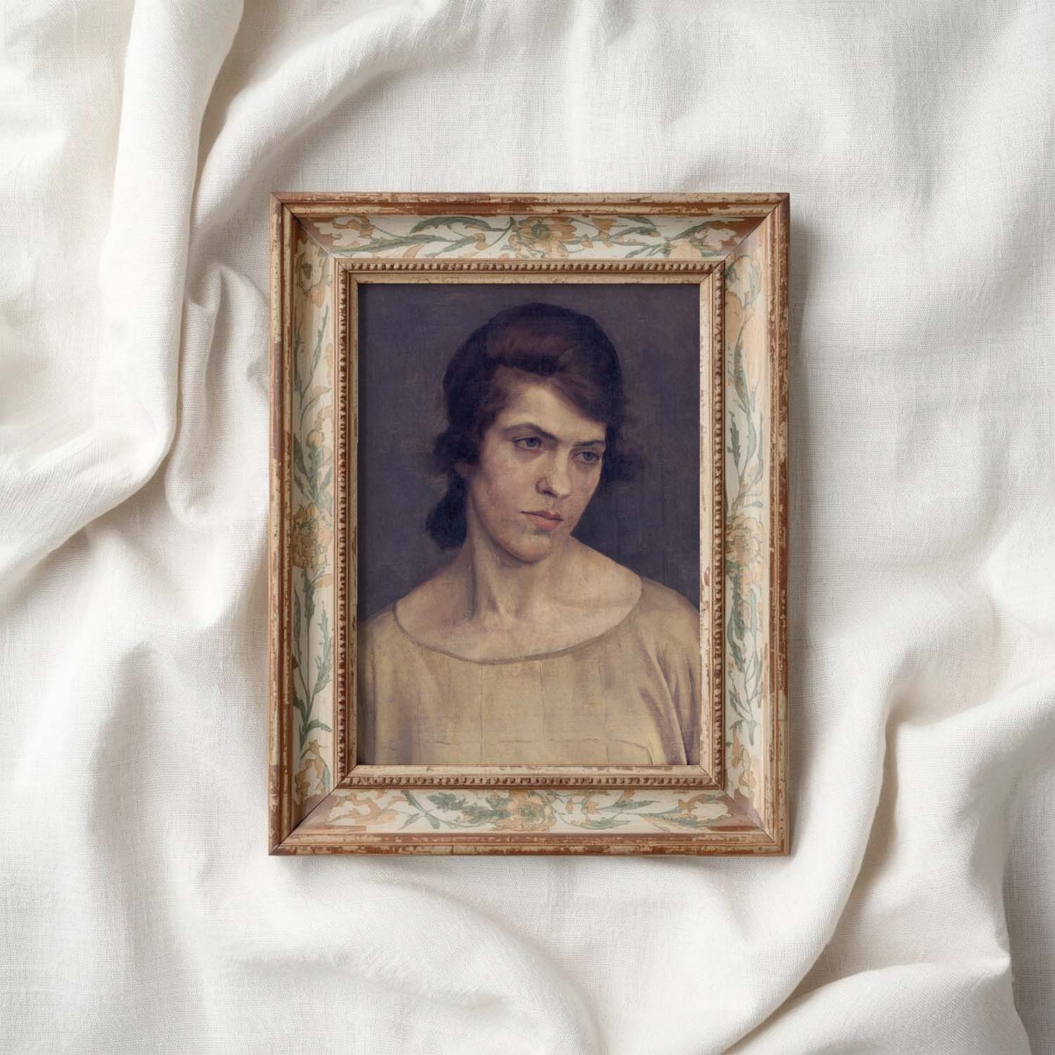 19th Century Classical Portrait Wall Art Print – Moody Plum and Gold Vintage Woman (Digital Download)