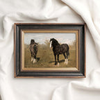 Vintage Wild Horses Wall Art Printable (Muted Western Mustang Painting)