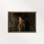 Dark Academia Daydreamer Portrait Wall Art Print – Moody Cinematic Woman Oil Painting (Digital Download)