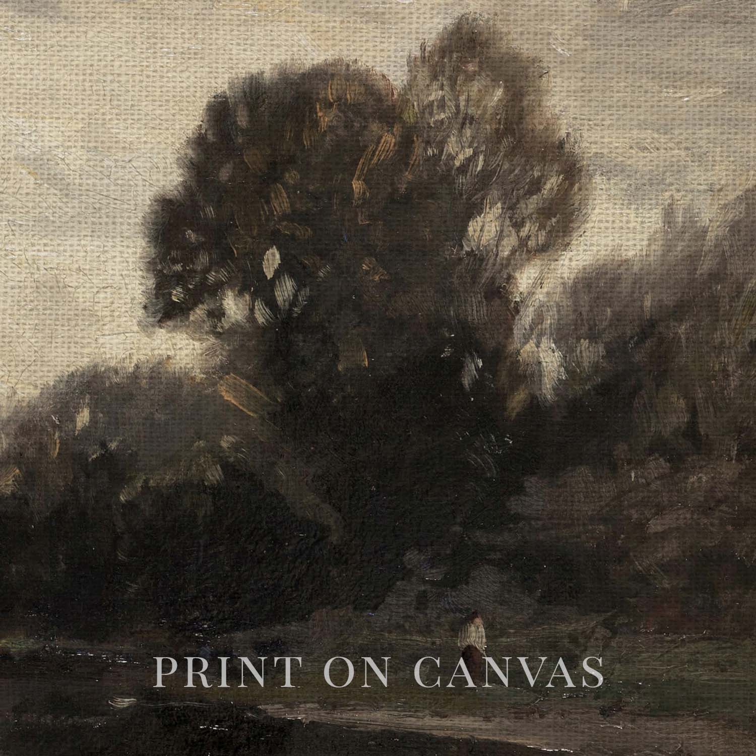 Vintage Moody Forest Lake Wall Art Printable (Dark Academia) — Nature Reflection Painting