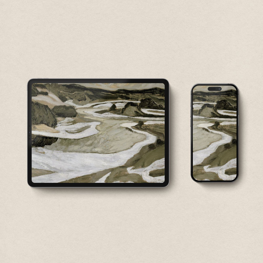 Tonal Green Mountain River Abstract Wallpaper Bundle | iPhone, iPad & Desktop Wallpapers (Digital Download)