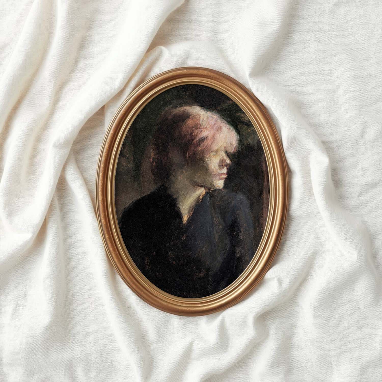 Vintage Woman Portrait Wall Art Printable – Moody Pink Hair Aesthetic Print