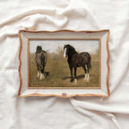 Vintage Wild Horses Wall Art Printable (Muted Western Mustang Painting)