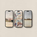 Muted abstract aesthetic iPhone wallpaper bundle featuring three unique remastered artworks