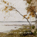 Muted Ochre Autumn Landscape Printable Wall Art | Soft Rustic Nature Decor