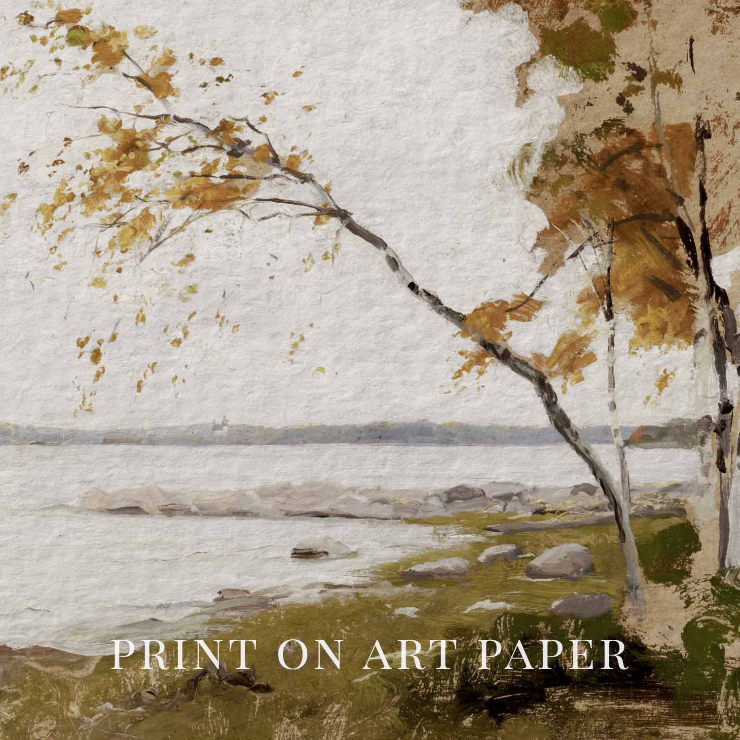 Muted Ochre Autumn Landscape Printable Wall Art | Soft Rustic Nature Decor