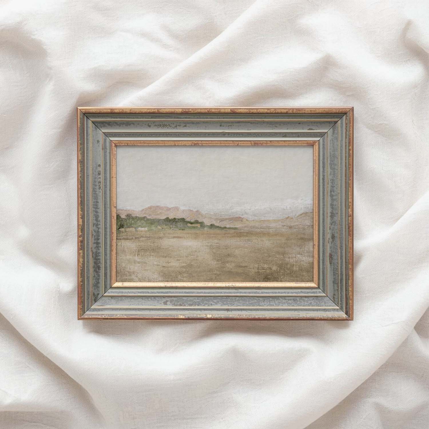 Muted Spanish Landscape Wall Art Printable — Minimal Antique Mediterranean Neutral Print