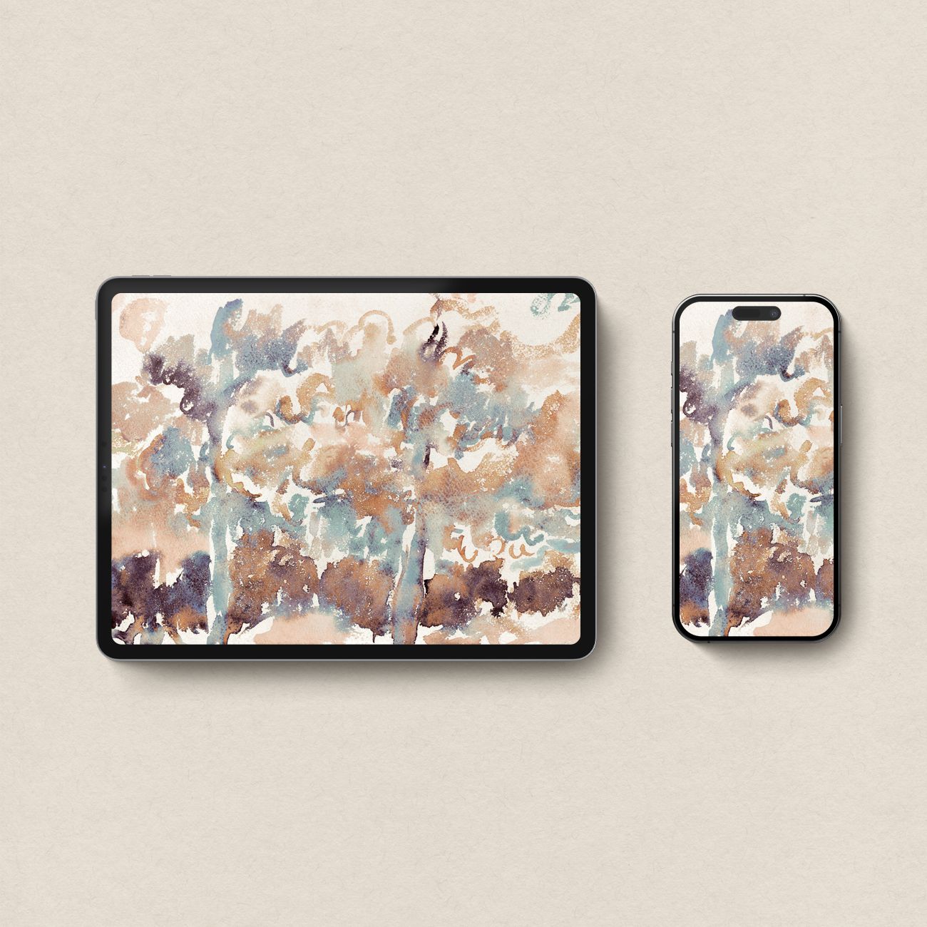 Abstract Wallpaper Bundle Aesthetic — Muted Multicolor Watercolor for iPhone, iPad, MacBook & Desktop