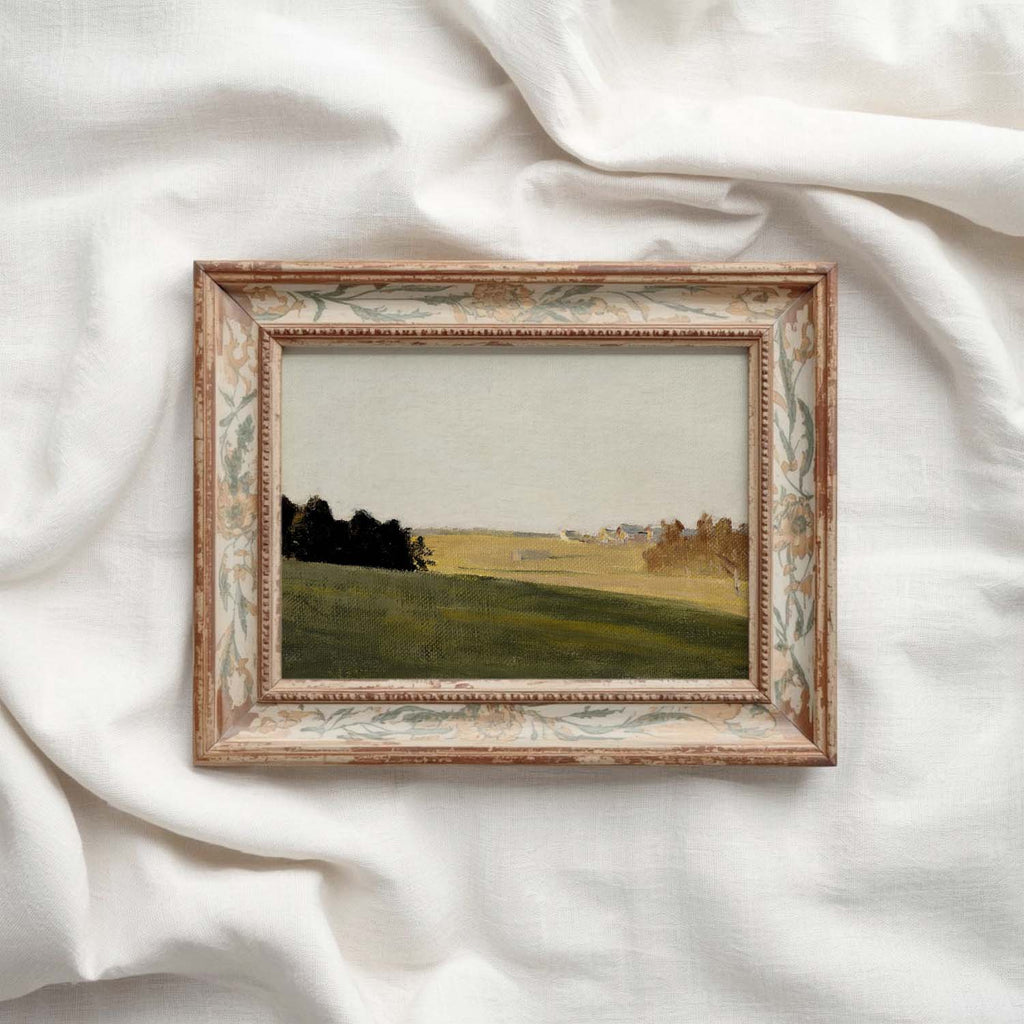 Muted Ochre Countryside Landscape Printable Wall Art | Warm Rustic Farmhouse Print