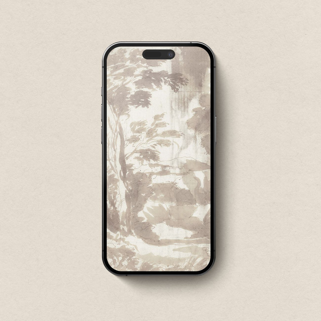 Neutral Botanical Watercolor Wallpaper Set | iPhone & iPad Soft Forest Ink Wash