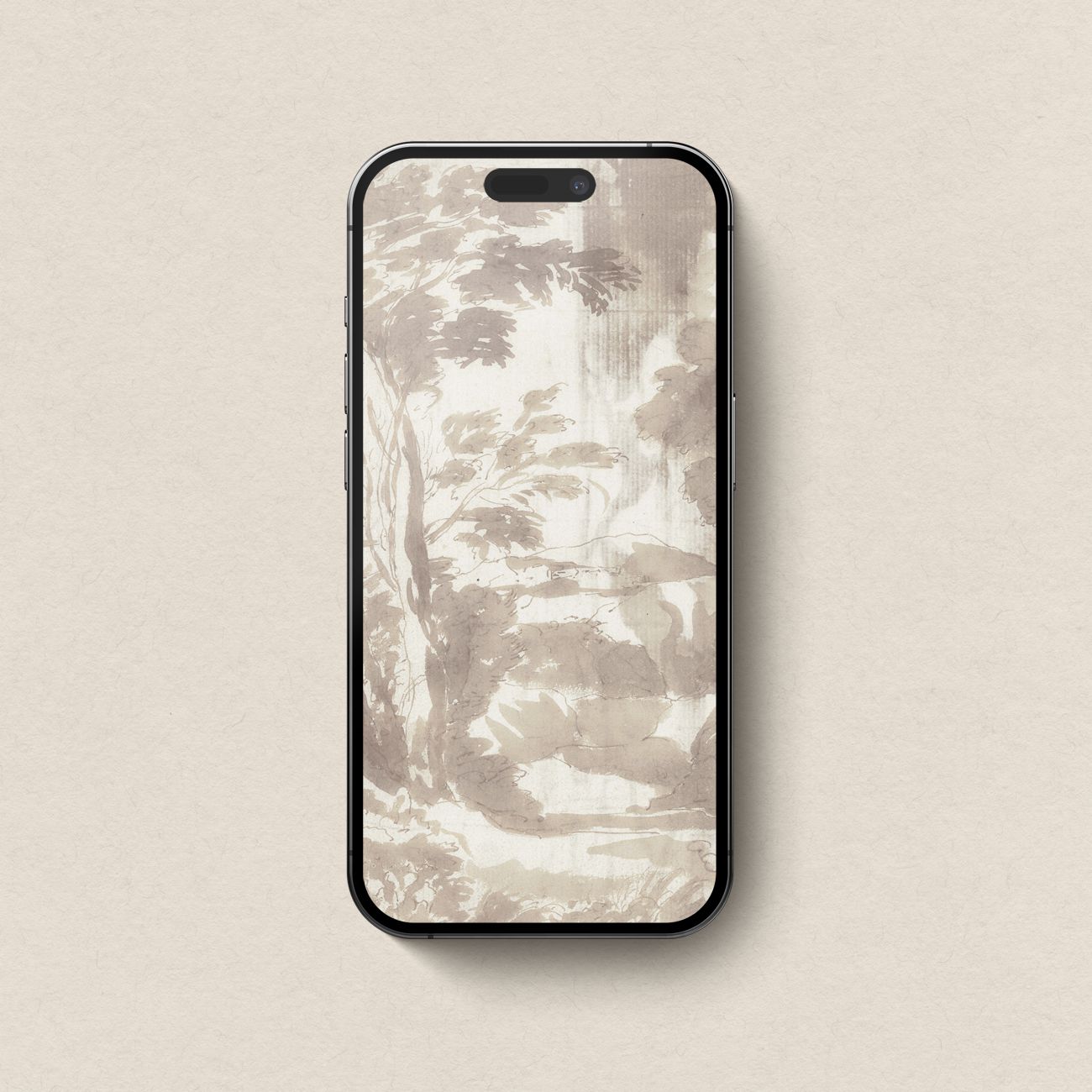 Neutral Botanical Watercolor Wallpaper Set | iPhone & iPad Soft Forest Ink Wash
