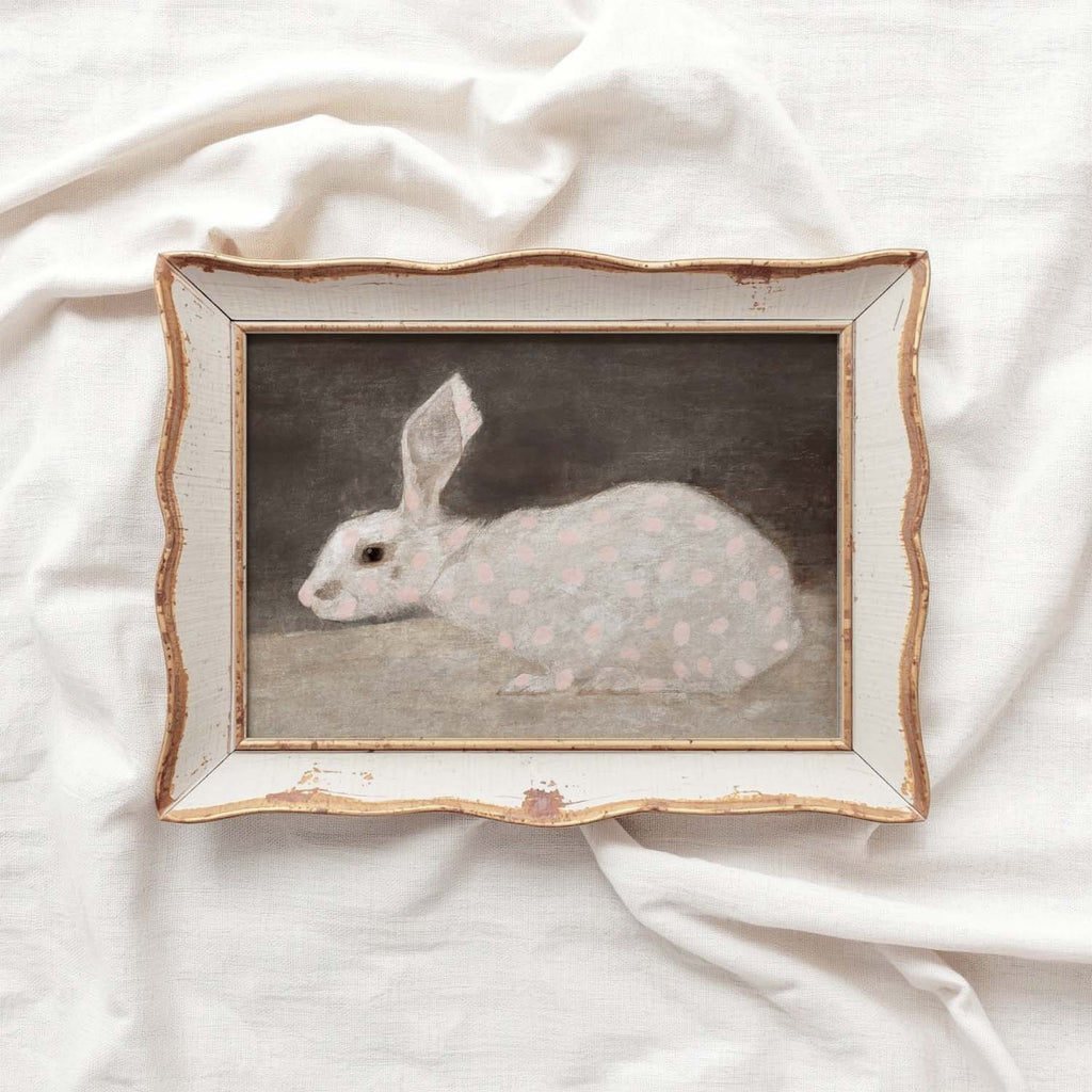 Vintage Bunny Rabbit Nursery Printable Wall Art (Digital Download) — Soft Pink Spotted Farmhouse Decor