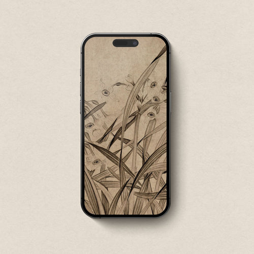 Antique Autumn Wildflower Wallpaper Bundle – Mid Century Neutral Beige Botanical Aesthetic for iPhone iPad Desktop