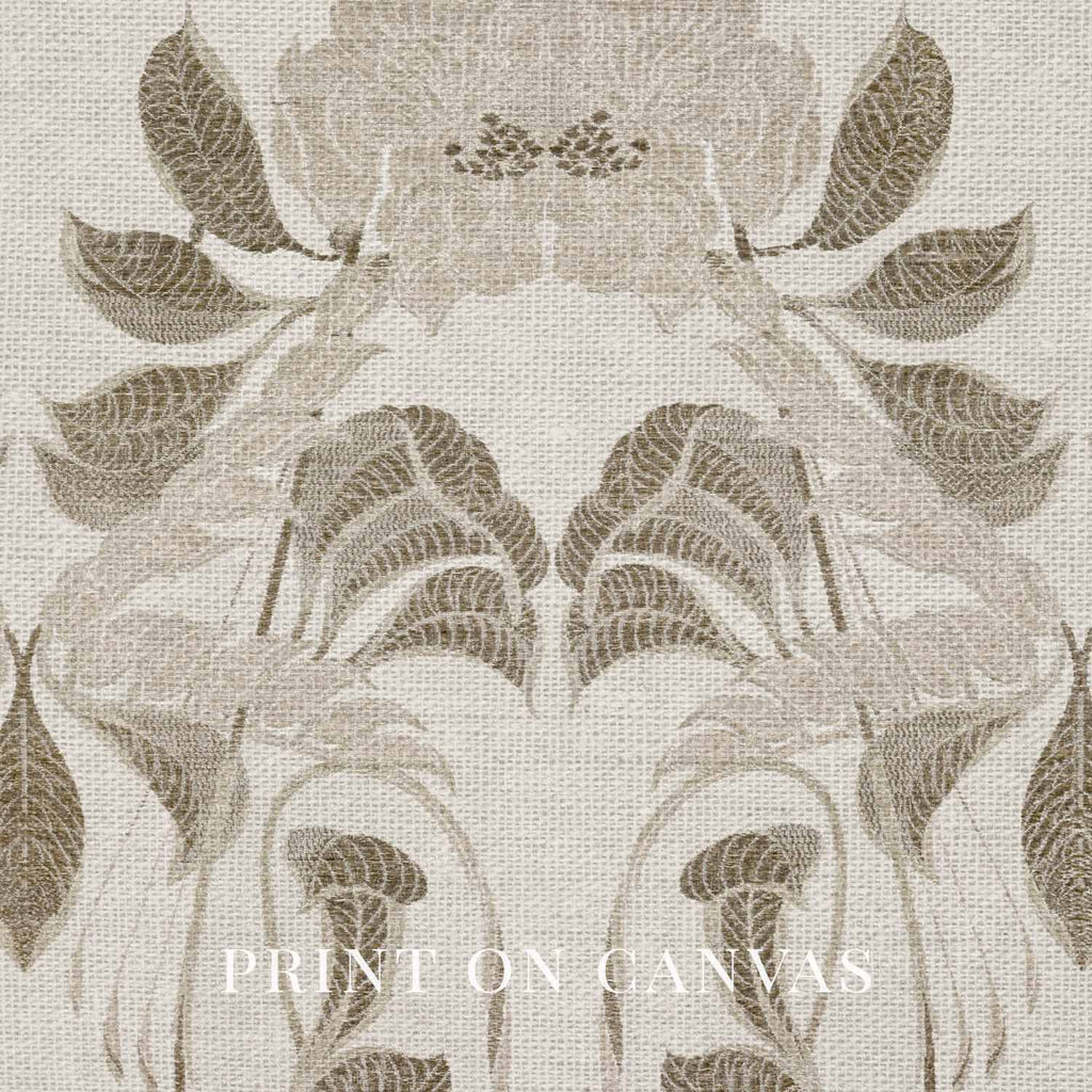 Victorian Floral Wall Art Printable – Antique Botanical Tapestry Print (Neutral Beige)