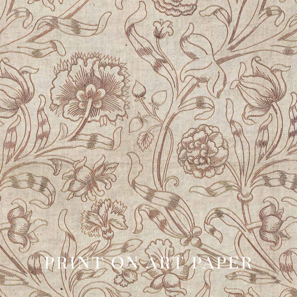 Neutral Boho Floral Tapestry Printable Wall Art – Taupe Vintage Cottagecore Decor