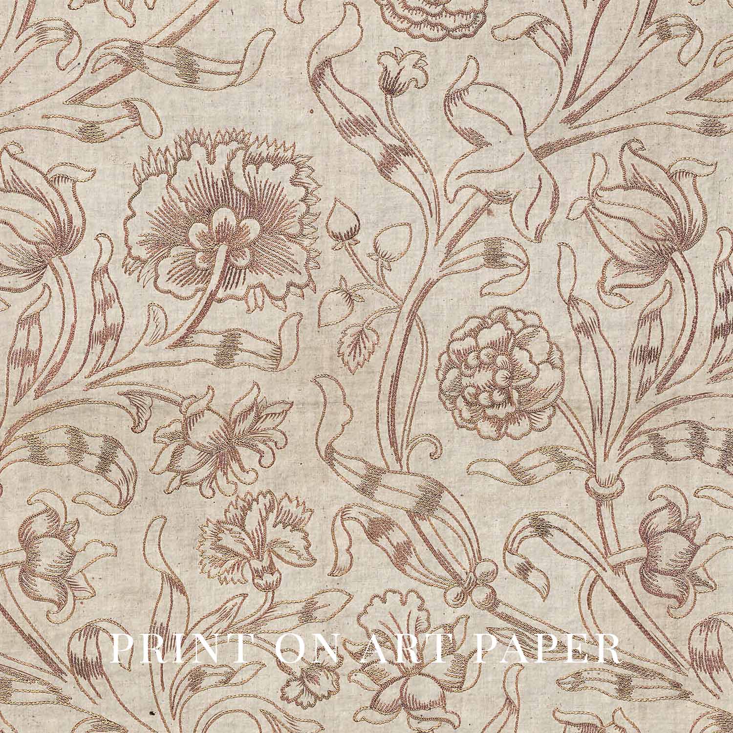 Neutral Boho Floral Tapestry Printable Wall Art – Taupe Vintage Cottagecore Decor