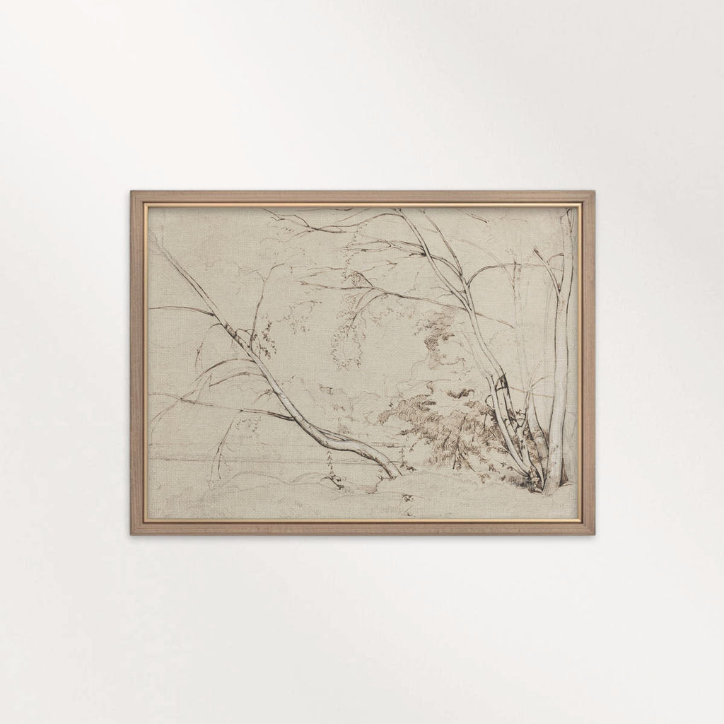 Minimal Landscape Wall Art Printable | Vintage Neutral Pencil Sketch