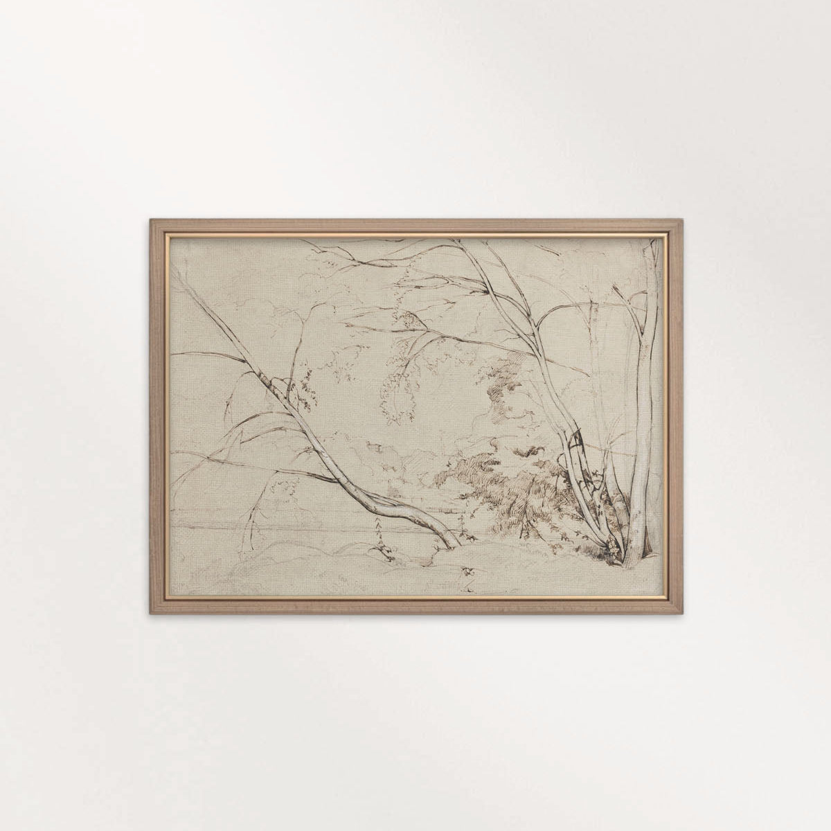 Minimal Landscape Wall Art Printable | Vintage Neutral Pencil Sketch