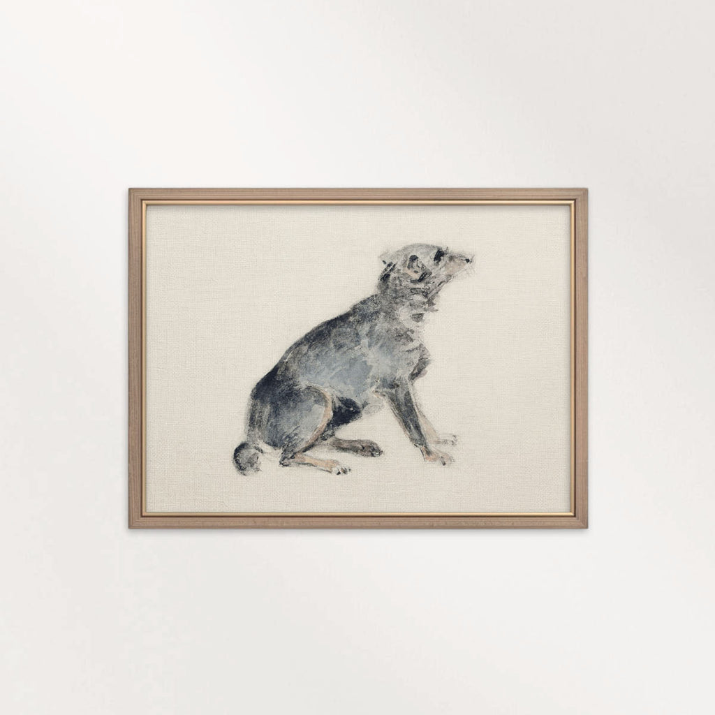Vintage Watercolor Dog Wall Art Printable | Neutral Rustic Dog Illustration