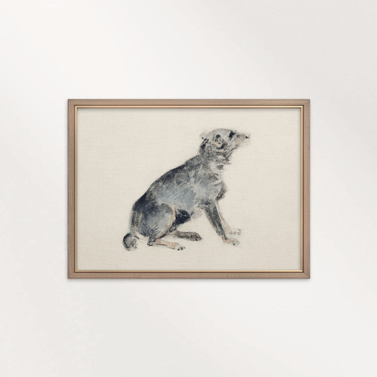 Vintage Watercolor Dog Wall Art Printable | Neutral Rustic Dog Illustration