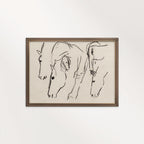 Minimal Horses Wall Art Printable | Charcoal Grazing Horse Sketch Print