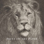 Majestic Lion Wall Art Printable | Vintage Pencil Sketch Portrait