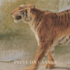 Boho Safari Tiger Wall Art Print (Neutral Grasslands Wildlife Landscape Decor)
