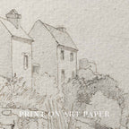 Vintage Rustic Cottage Pencil Sketch Wall Art Printable – Neutral Farmhouse Illustration Print