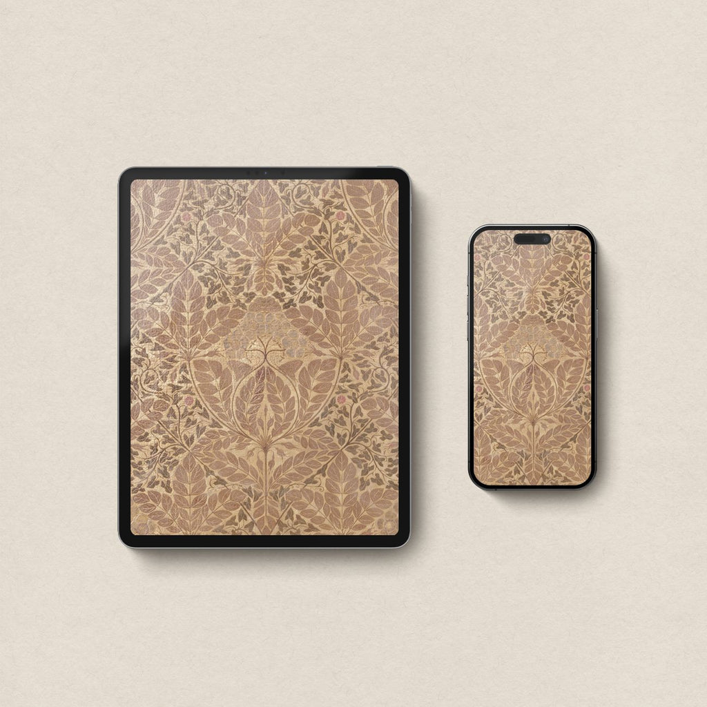 Muted Gold Leaf Botanical 4-Device Wallpaper Bundle – iPhone, iPad, MacBook & Desktop (Digital Download)