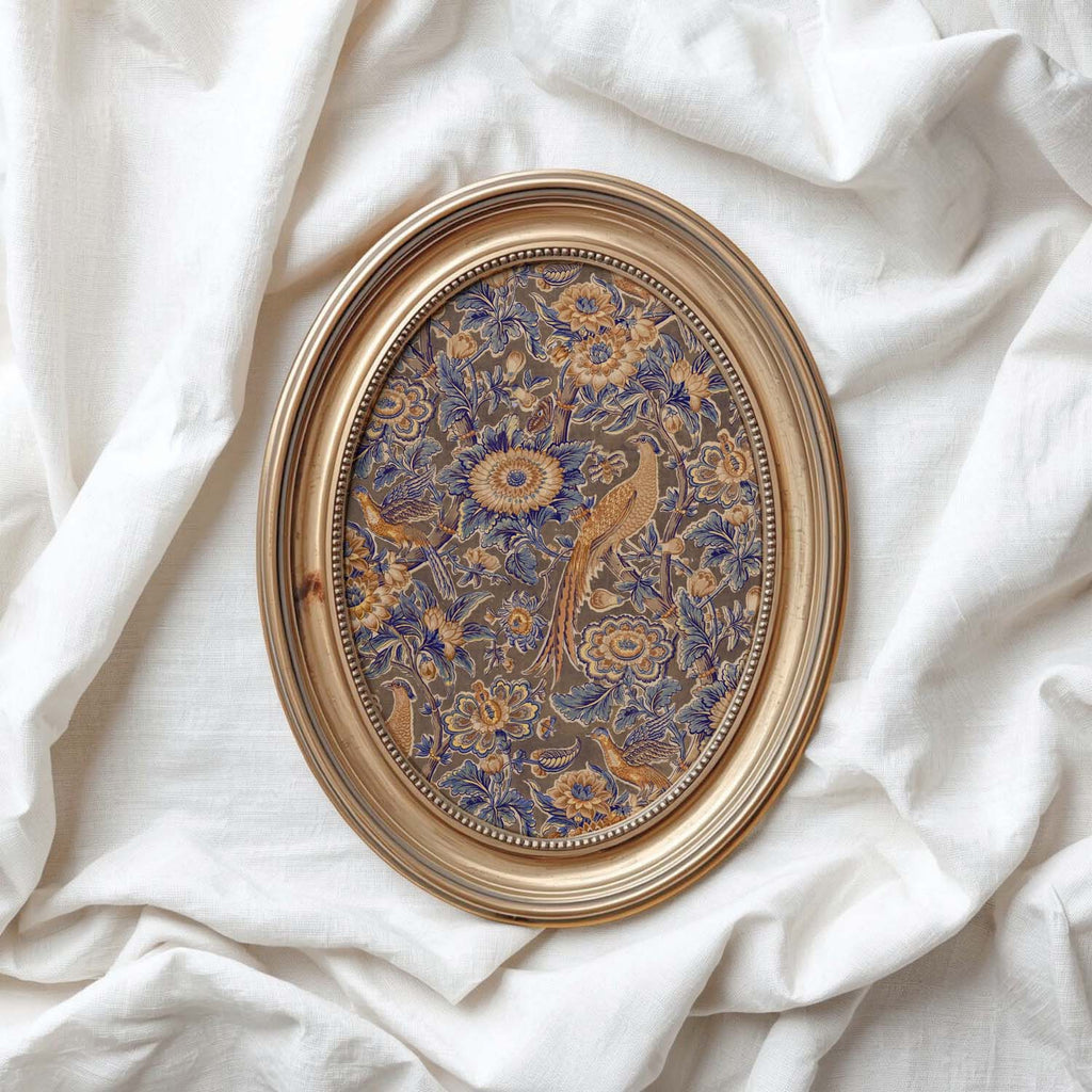 Rust and Navy Botanical Bird Printable Wall Art (Digital Download)