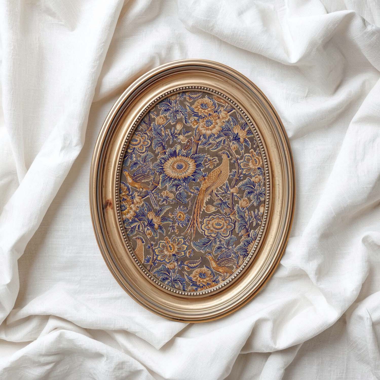 Rust and Navy Botanical Bird Printable Wall Art (Digital Download)
