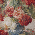 French Floral Still Life Wall Art Printable (Digital Download) — Muted Roses in Château Vase