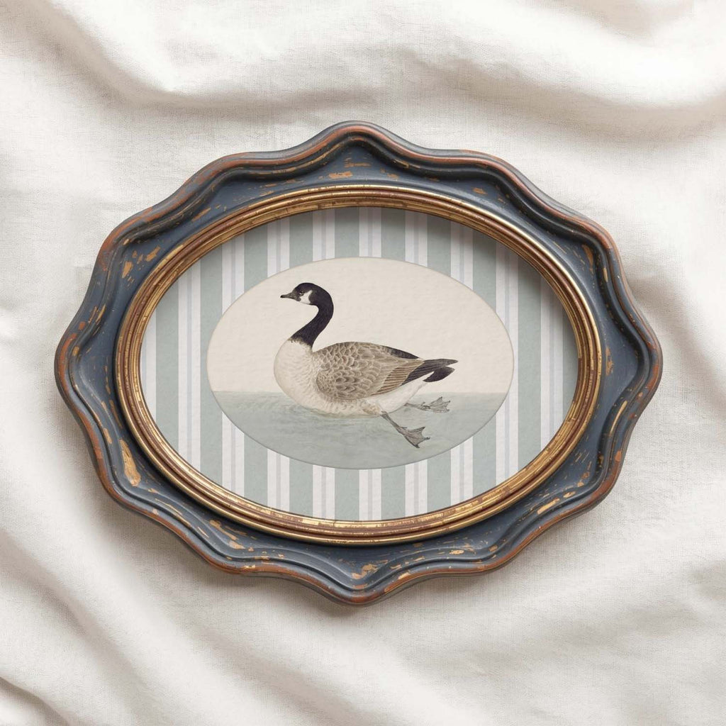 Goose Nursery Wall Art Printable (Digital Download) — Pastel Blue Striped Storybook Bird Decor