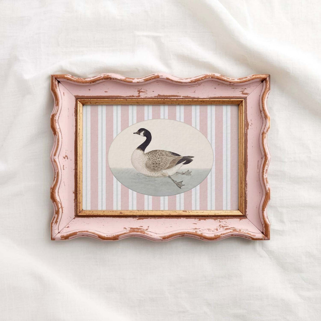 Goose Nursery Wall Art Printable (Digital Download) — Blush Pink Striped Storybook Bird Decor